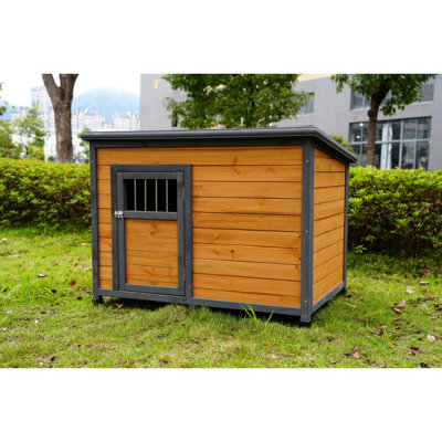 Large Space Dog House, Solid Wood, Waterproof Roof, Safe 45" House Made Of Plastic Inside