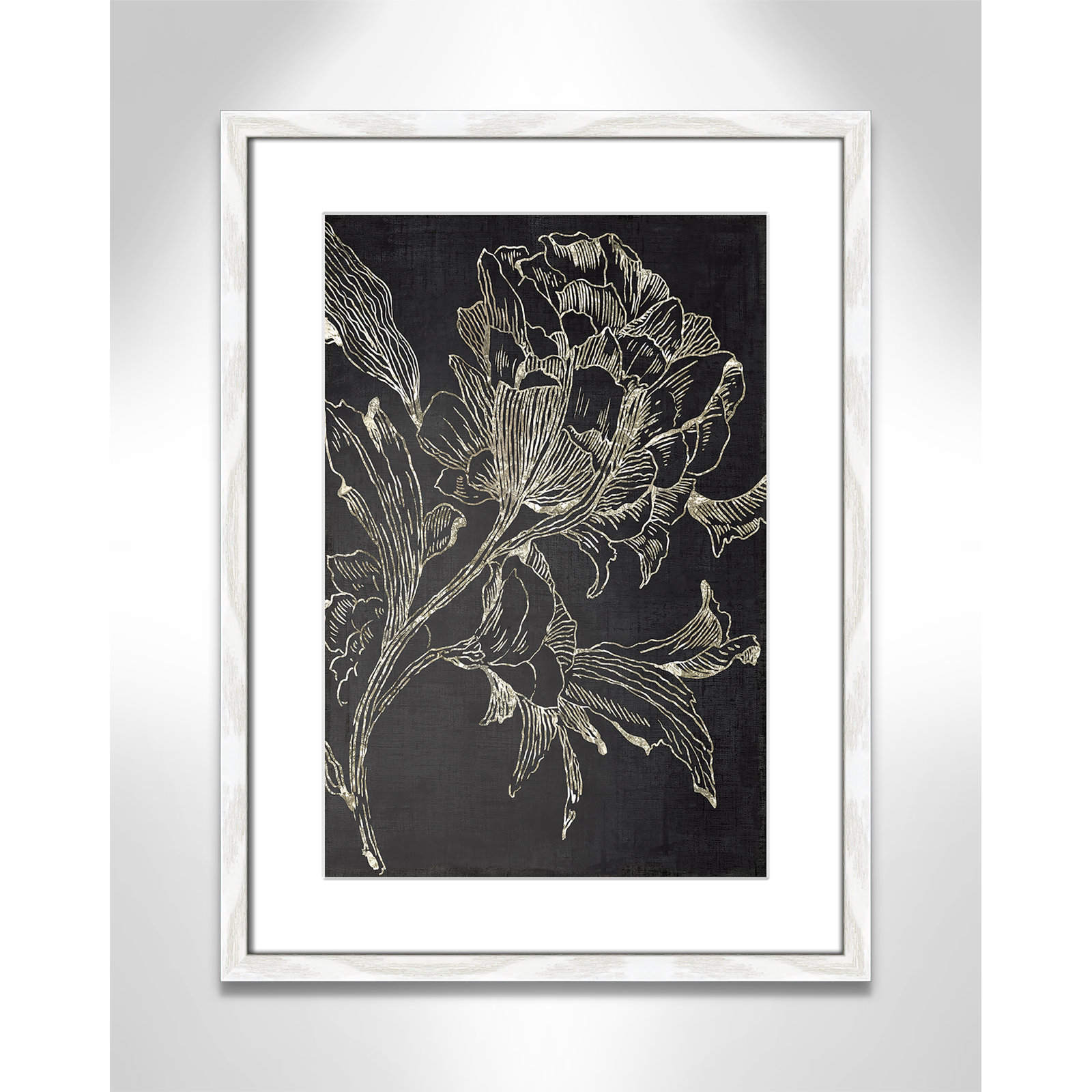 Golden Flower Folklore I by Asia Jensen - Picture Frame Graphic Art Print, White Framed, 23" H x 17" W