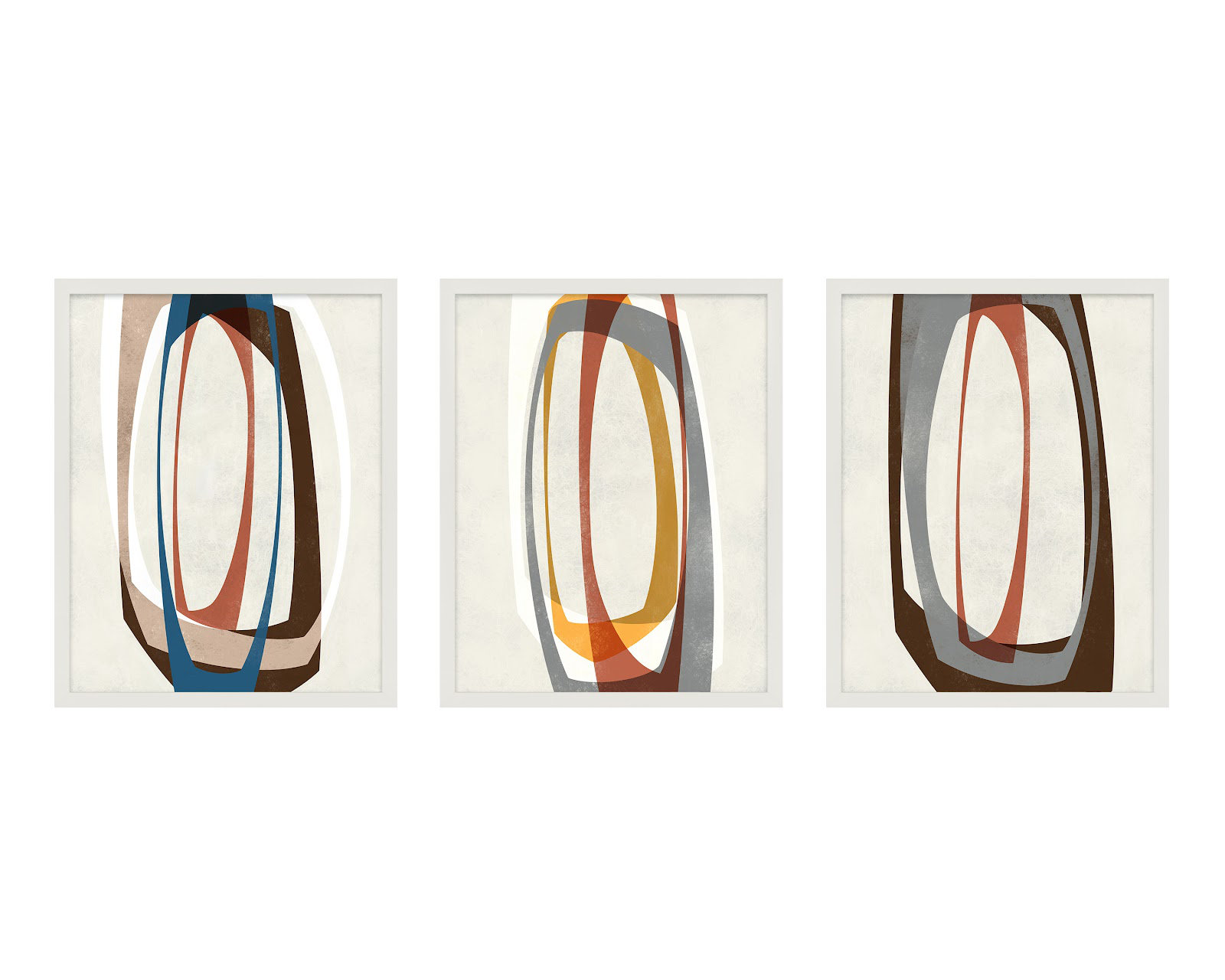 Orbit 3-5 3-Piece Painting Set, White Framed, 50" H x 40" W