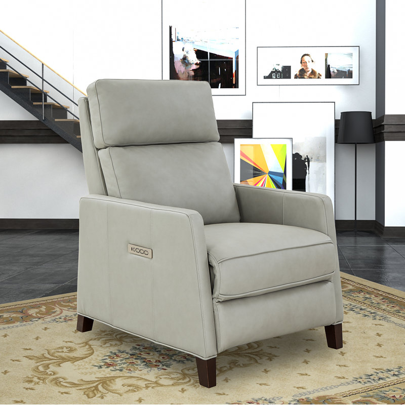 Morlan Power Recliner, Corbett Chromium Pebbled Top Grain Leather
