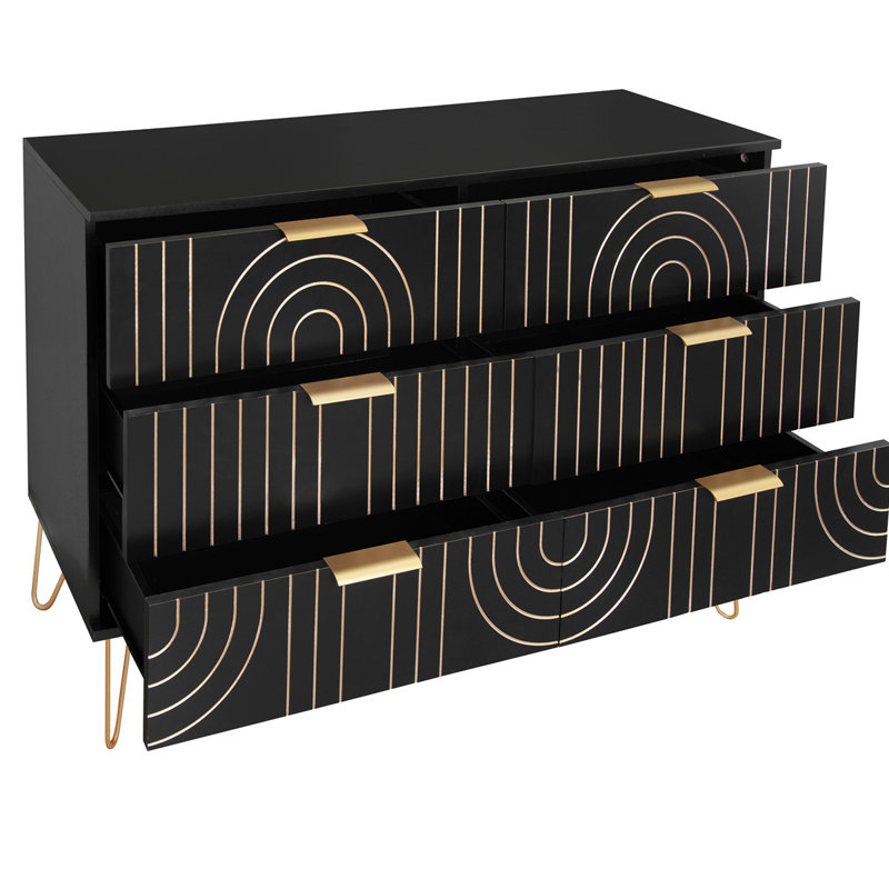 Commode moderne à six tiroirs, Noir