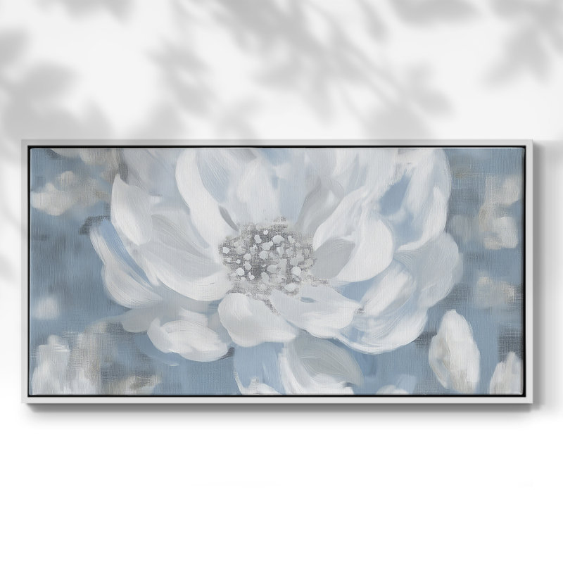 Botanical Series-CECLIV- Toile tendue avec châssis tendue, prête à être accrochée, H 21 po x l 41 po, Blanc