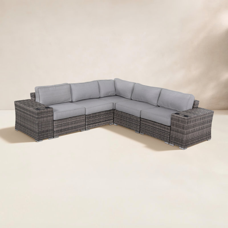 Biles 7-Piece Sectional Seating Group with Cushions, Mixed Grey
