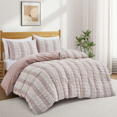 Ensemble de housse de couette en vichy style shabby chic - Ensemble de literie rÃ©versible Ã  motifs, certifiÃ© OEKO-TEX