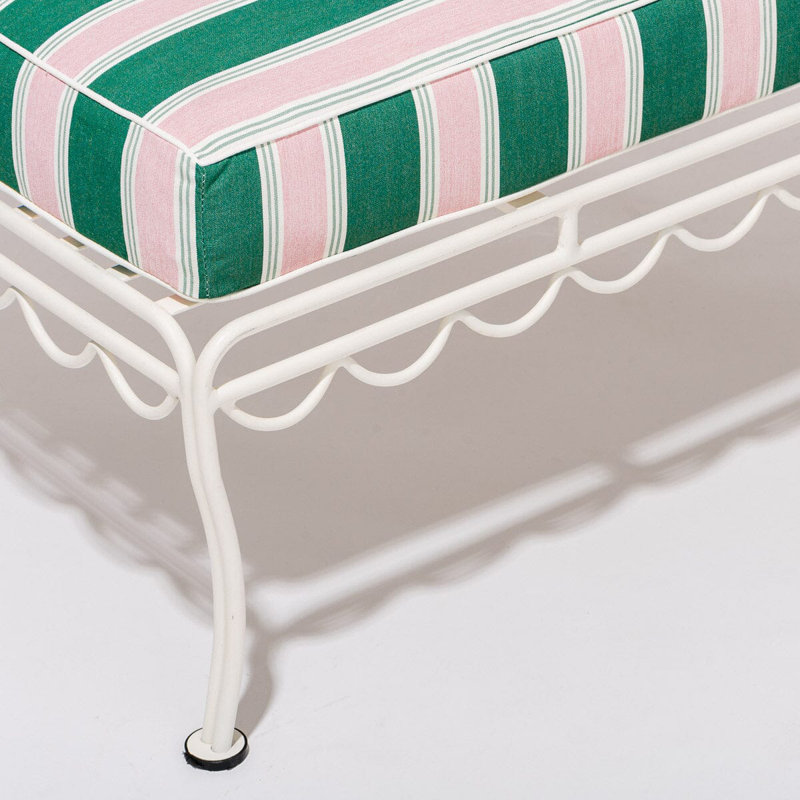 Sun Lounger Slip Cover, Green/Pink Striped Acrylic, 1" H x 26.3" W x 74.8" D