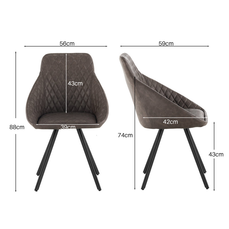 43cm H Upholstered Metal Side Chair, Brown