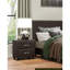 Meuble de chambre à coucher à deux tiroirs de style contemporain avec poignées de bar argentées et 2 tiroirs, PVC brun foncé