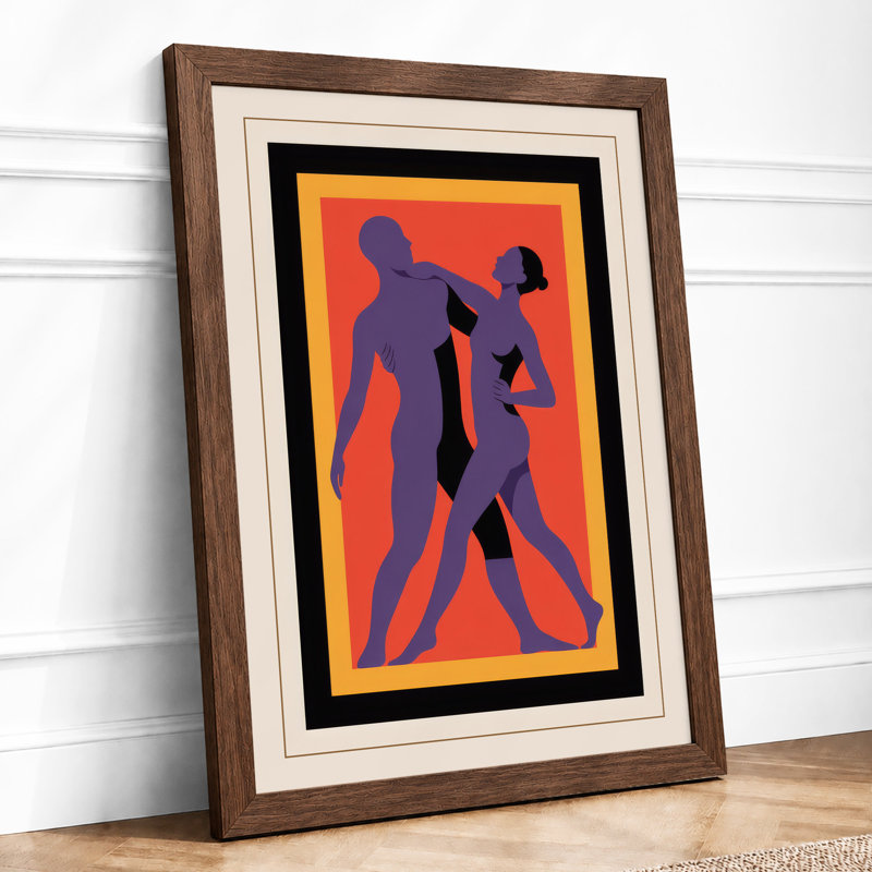 Dancefloor Embrace Modern - Framed Print, A1 - 84.1 x 59.4 cm, Walnut