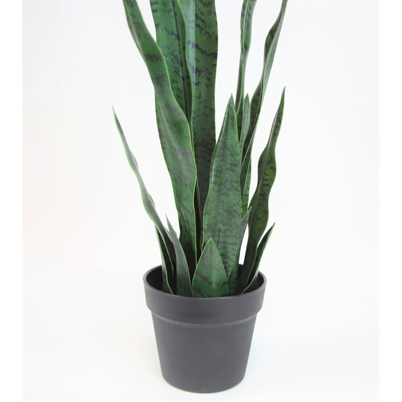 24" Green Artificial Snake Plant in Black Plastic Pot