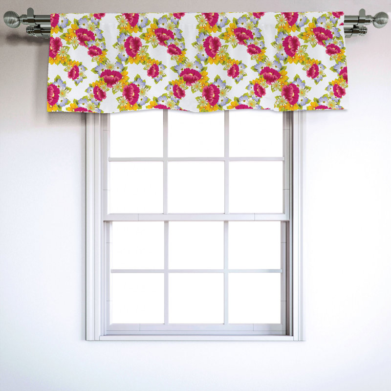 Sateen Floral Ruffled Window Valance
