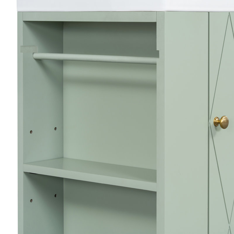 Meuble-lavabo 20 po avec lavabo en céramique, Vert