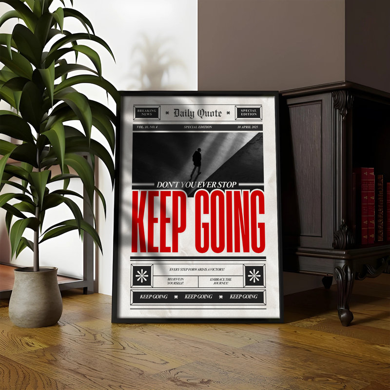 Z Studio Keep Going Motivational, impression sur toile, Cadre noir