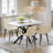 Extendable Dining Table And Chairs Set Of 4, Concrete Effect Rectangular Table With Upholstered Faux Leather Chairs For Dining Room,Kitchen-1447363096-1447363092