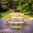 6-Person Round Picnic Table – 3 Built-in Benches & Umbrella Hole (All-Weather)-658775438