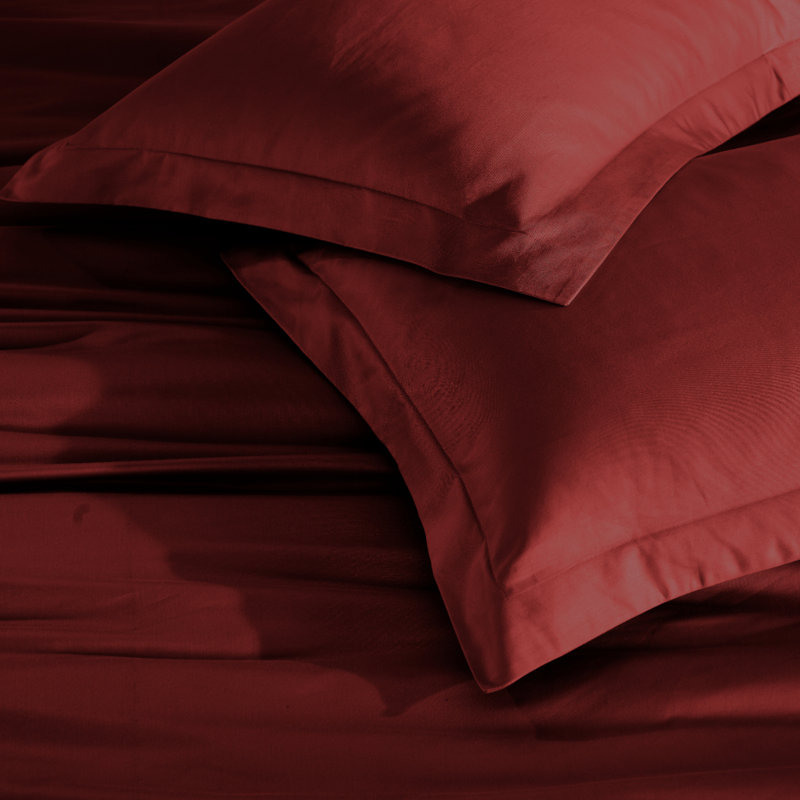 Ensemble de housse de couette de luxe en coton égyptien certifié 650 fils Luxury, Bourgogne