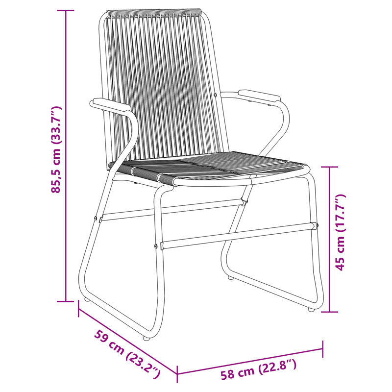 5 Piece Garden Dining Set Black PVC, 73cm H x 140cm W x 70cm D