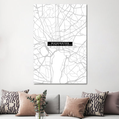 Washington Citymapminimal - Wrapped Canvas Print