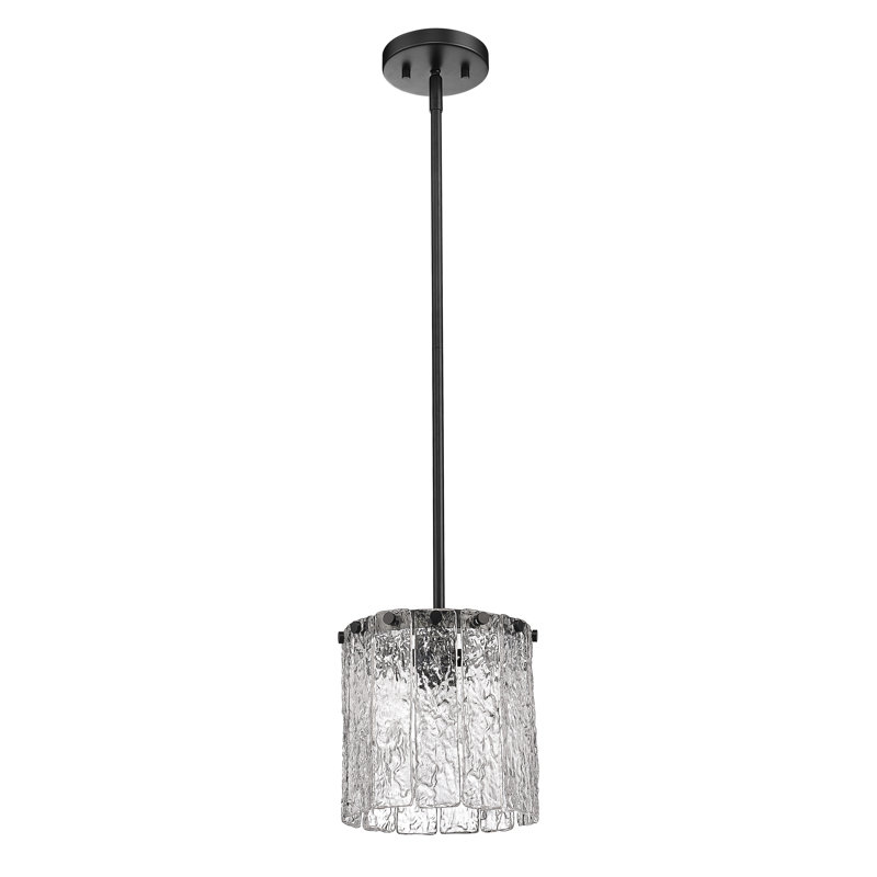 Luminaire suspendu tambour 1 lumière Artis, Noir mat