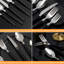 Ensemble de 48 couverts en acier inoxydable 48 pièces pour service de couverts - Comprend 16 cuillères à café, 8 fourchettes de table, 8 couteaux de table, 8 cuillères à table, 8 fourchettes à salade - Finition en forme de barbe avec poignées bleu