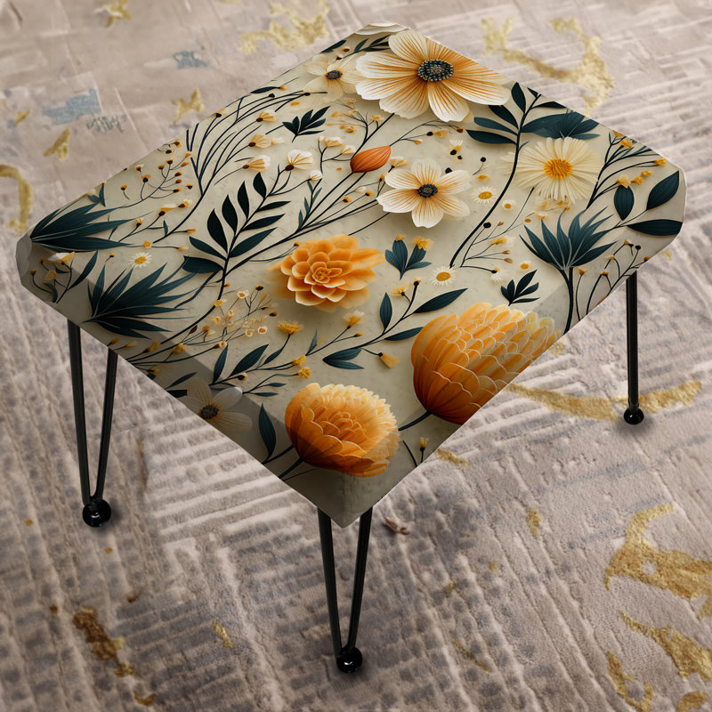 Botanical Nomad Boho Motif I - Repose-pieds rectangulaire Boho