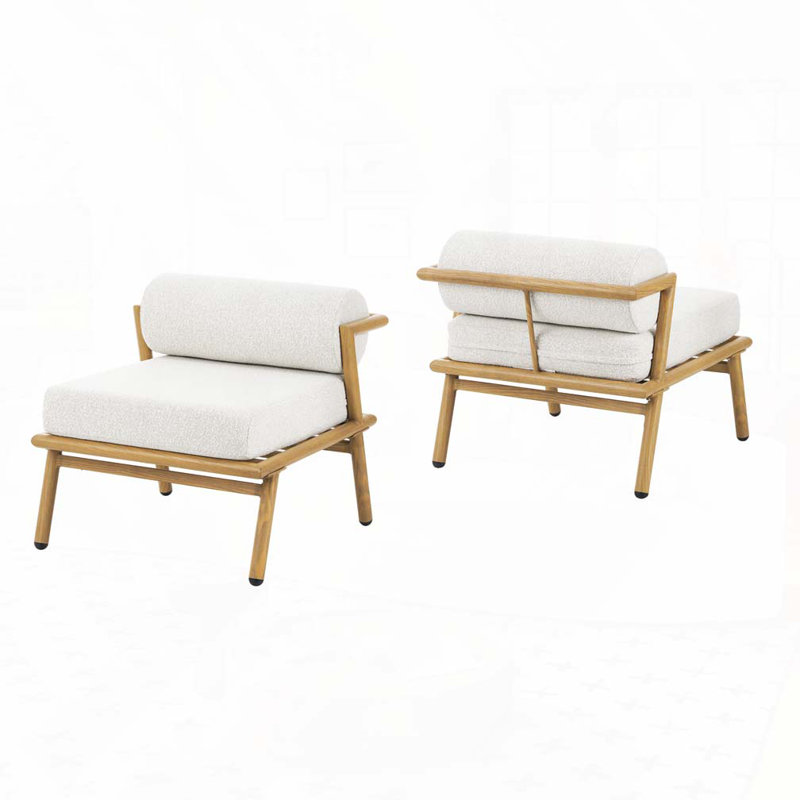 Fauteuil club d'extérieur en fer au fini teck