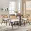 Chaises de salle à manger rembourrées en tissu de polyuréthane 19,3 po H avec dossier canne et structure en métal noir-344166915-364064137