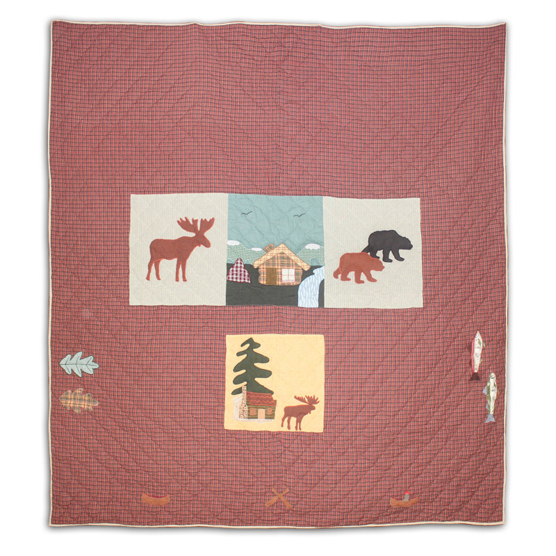 Cotton Animal Print Quilt Set, Brown