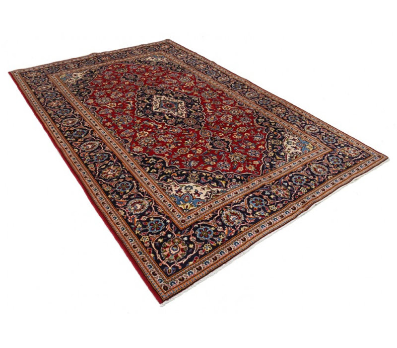 Tapis rouge en laine unique 6 pi 6 po x 9 pi 11 po Deaton