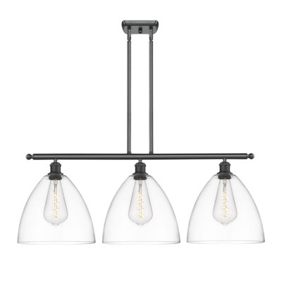 Luminaire suspendu linéaire à 3 lumières pour îlot de cuisine Alizia