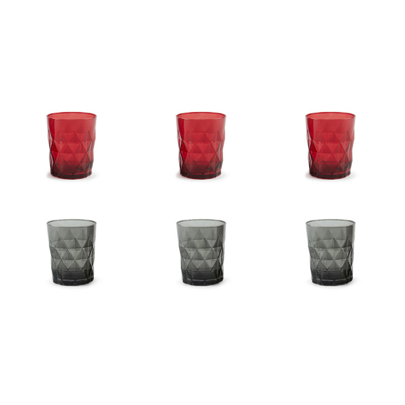 Luxor 345ml Drinking Glass Set, Red/Black