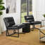 Ensemble de 2 fauteuils d'appoint modernes en similicuir beige-1764485643