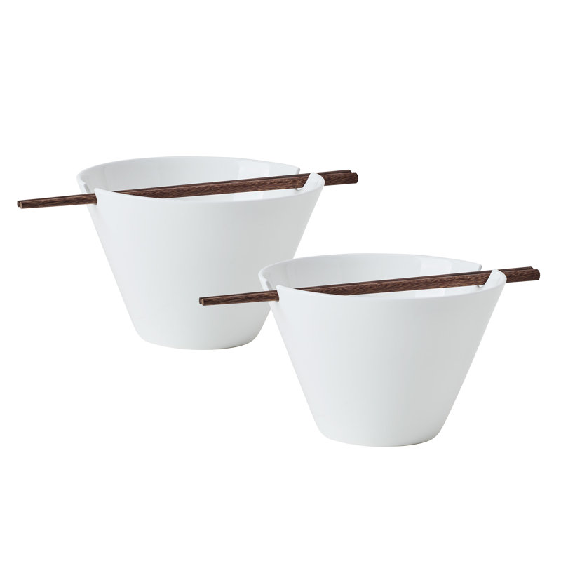 Delray Bone China Noodle Bowl with Chopsticks