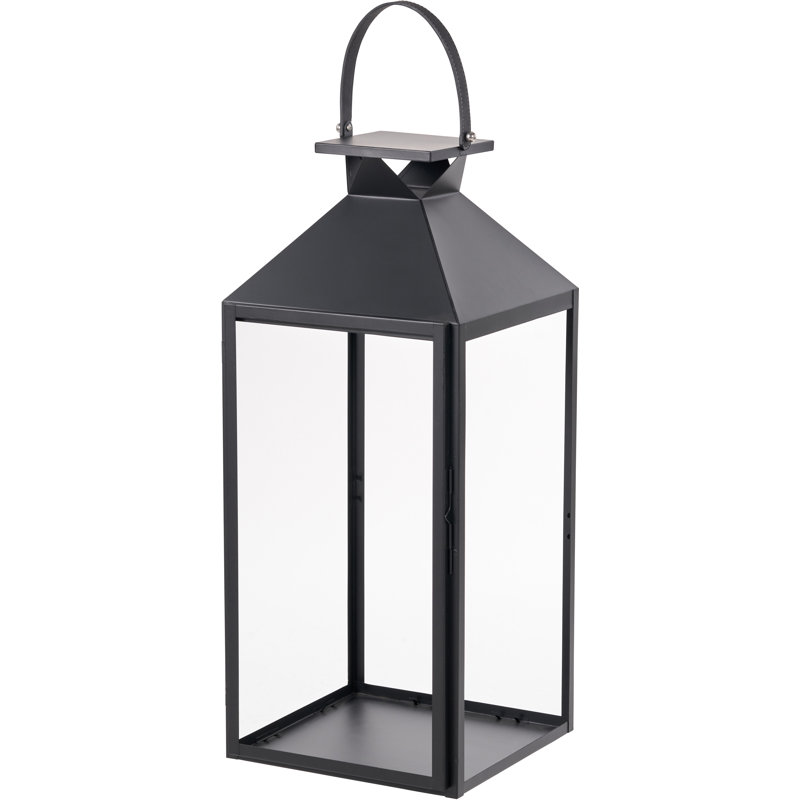 Metal Lantern, 68cm H x 28cm W x 68cm D, Black