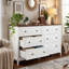 Commode moderne à 6 tiroirs pour la chambre à coucher, commodes de 55,5 po de largeur et commode, rangement pour vêtements, vestibule, couloir, chambre de bébé ou salon