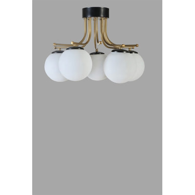 Elegant Black & White Chandelier, Metal Body, 19.7 inches Diameter x 12.6 inches Height | E27 Socket, Max 40W | Stylish Lighting Fixture for Living Room & Dining Room, IP20 Rated for Indoor Use