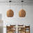 Rustic Rattan Woven Pendant Light, Vintage Farmhouse Hanging Chandelier For Kitchen Island