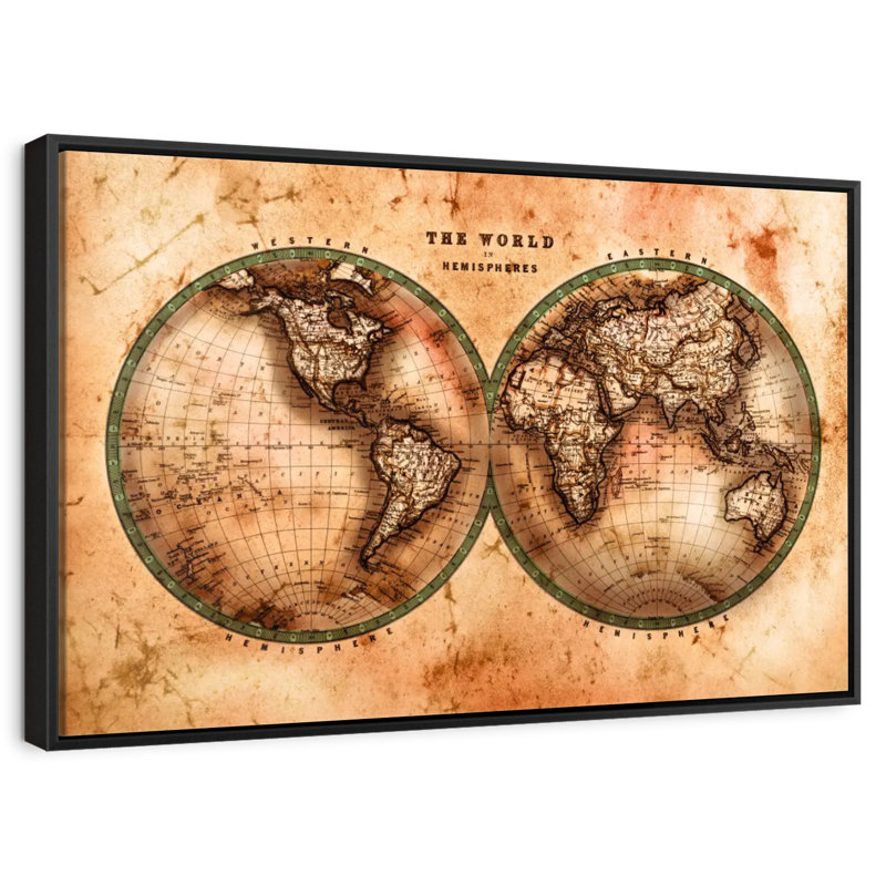 Hémisphères rustiques Reidy, 31 po x 21 po, Cadre flottant noir