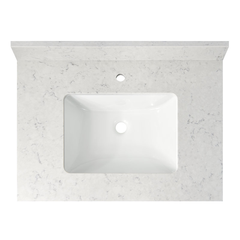 31'' Morning Frost Quartz Vanity Top with Vitreous China Sink