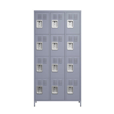 72"h Metal Lockers With 12 Door Locks - Secure Storage For Home, Gym, Office, Gray Lockers, & Versatile Cabinet