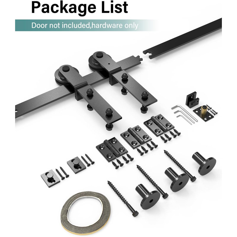 Bifold Barn Door Hardware Kit Black Folding Barn Door Kit (Doors Not Included), 39.6 in