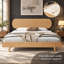 King Size Bamboo Platform Bed with Round Headboard and Low-Profile Footboard, Solid Bamboo Bed Frame with Recessed Support Structure