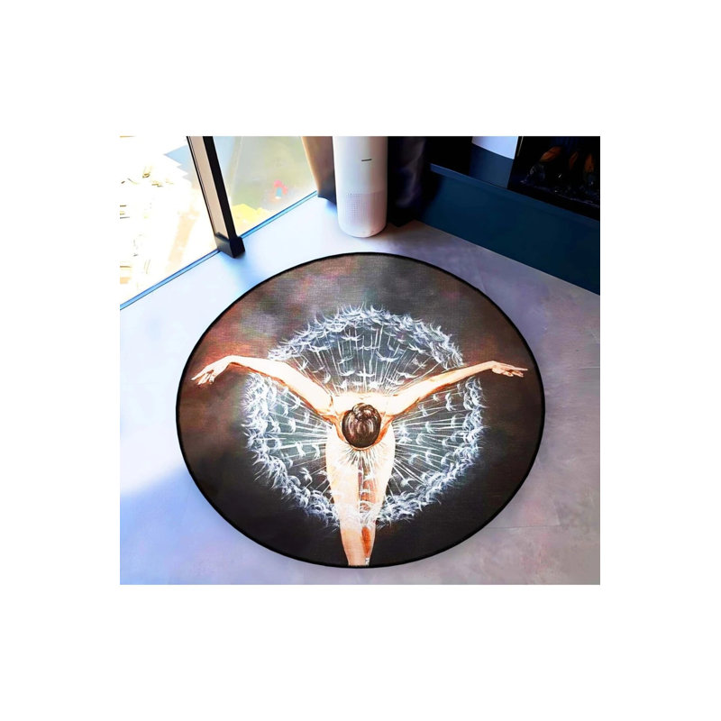 Ballerina Detailed Woven Base Modern Decorative Carpet, Round 2'8"