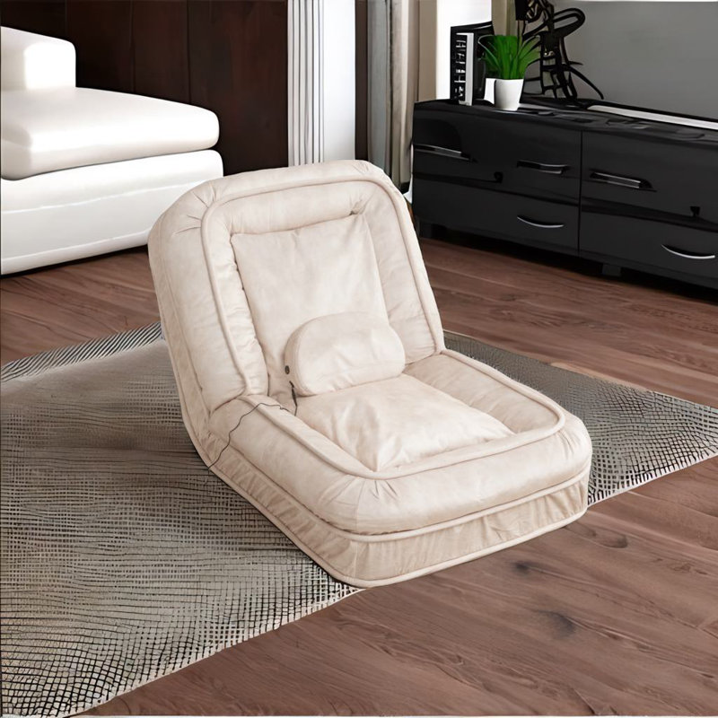 Bean Bag Floor Sofa, Beige Velvet