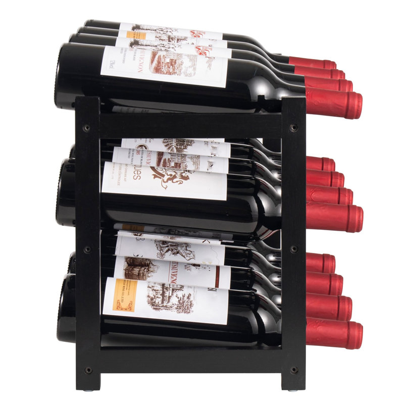 12 Bottle Wine Bottle Rack Black