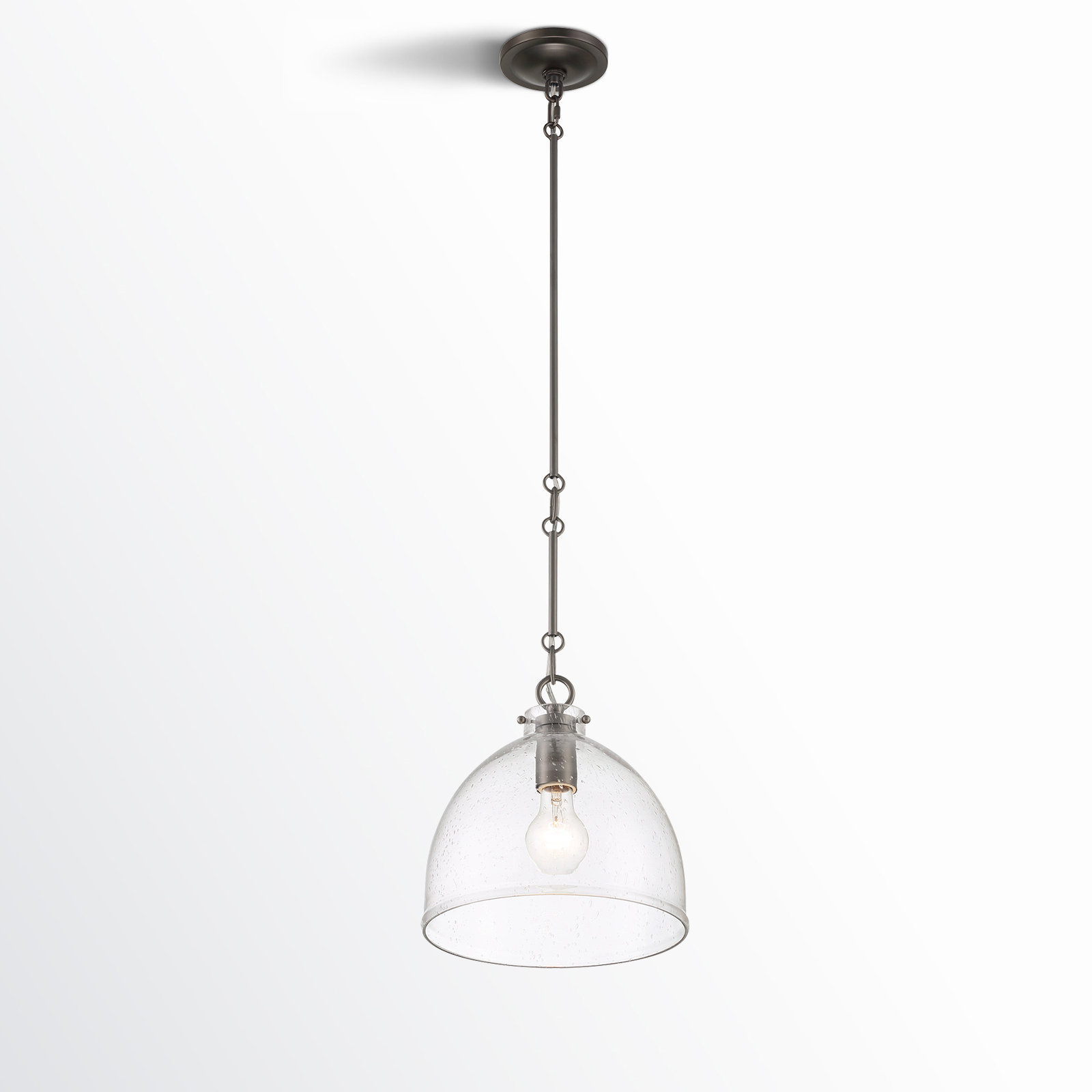  1 - Light Seed Glass Dome Pendant, Dark Graphite Bronze