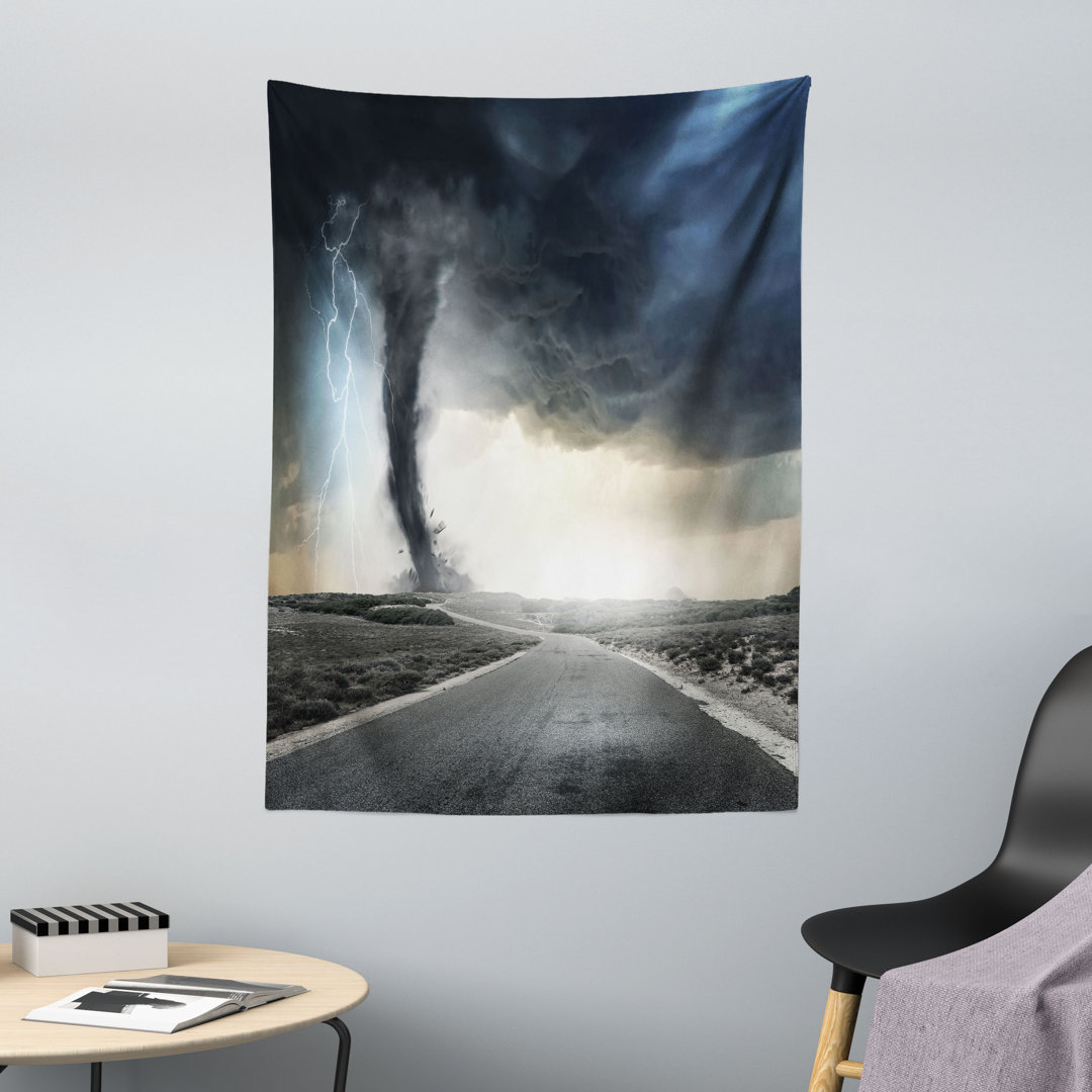 Wandteppich, Schwarz Tornado Trichter Gas, Natur, Grau