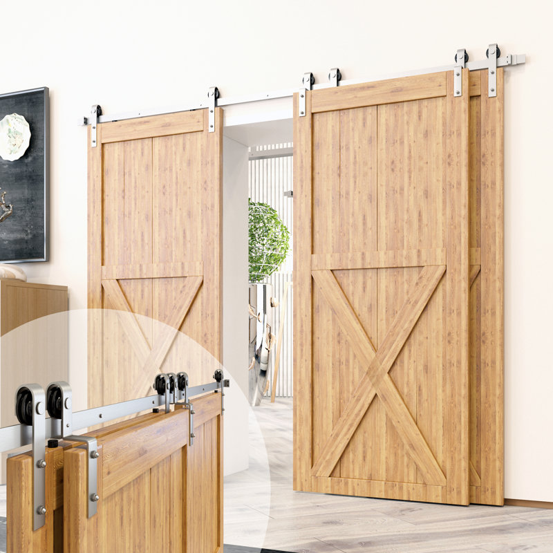 Ensemble de quincaillerie à 3 portes pour une porte intérieure et une porte extérieure en nickel brossé au design classique