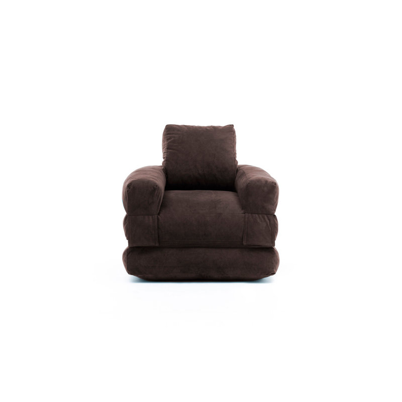 Fauteuil futon large de 35,4 po Elvin, Mélange de polyester brun
