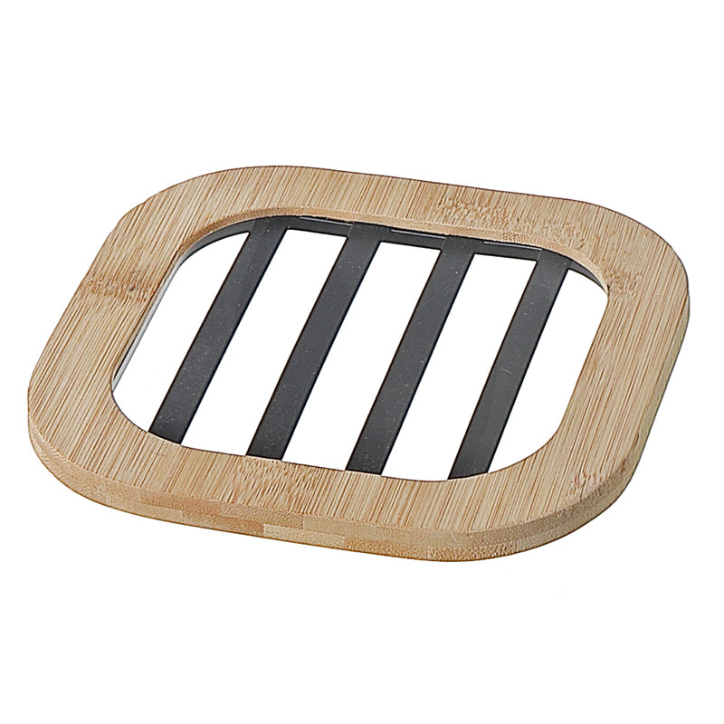 Dessous-de-plat en métal avec côtés en bambou