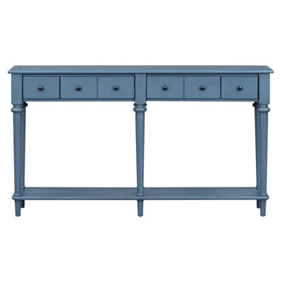 Retro Console Table with 4 Drawers and Open Shelf, perfect for Entryways, Living Rooms